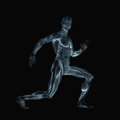 average man muscle maps is doing a robot dance pose