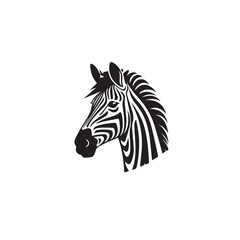 Fototapeta premium Black zebra logo, icon design template, zebra animal silhouette illustration. 2d illustration in doodle, cartoon style. 
