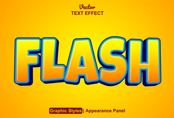 flash text effect with yellow graphic style and editable.