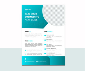 Creative professional a4 flyer, magazine cover template. Modern green leaf, cover modern layout, annual report, poster, flyer in A4 with colorful triangles.