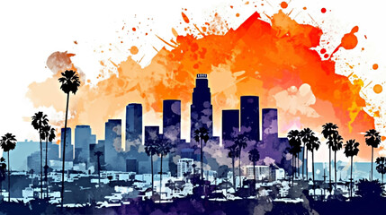 los angeles watercolor