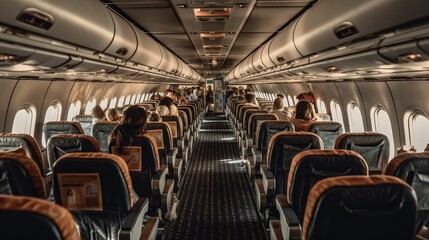 Fototapeta premium Flight Passengers Take Off with Generative AI