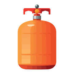 Metal canister holds gasoline, danger and flame