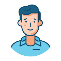 A cute cartoon businessman with blue suit