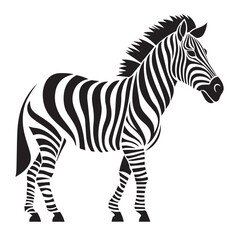 Obraz na płótnie Canvas Black zebra logo, icon design template, zebra animal silhouette illustration. 2d illustration in doodle, cartoon style. 