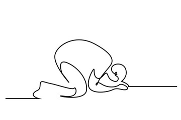 Fototapeta premium man muslim person praying line art