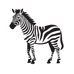 Obraz na płótnie Canvas Black zebra logo, icon design template, zebra animal silhouette illustration. 2d illustration in doodle, cartoon style. 