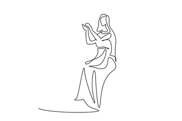 beautiful young elegant princess long dress woman pose full length line art