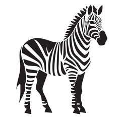 Naklejka na ściany i meble Black zebra logo, icon design template, zebra animal silhouette illustration. 2d illustration in doodle, cartoon style. 
