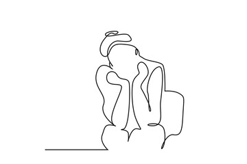 young woman sitting waiting bored business life line art