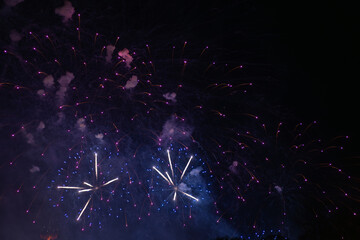Blue fireworks celebration