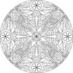 Antistress Indian doodle repeated mandala line art vector illustration
