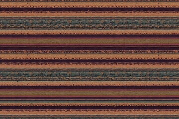 wallpaper for seamless fairisle knitted horizontal stripes background texture in trendy vintage earth tones tileable cozy classic tricot knit textile pattern a high resolution fabric 3d  generative ai - obrazy, fototapety, plakaty