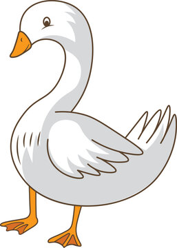 Cute Goose animal cartoon vector illustration on white background 