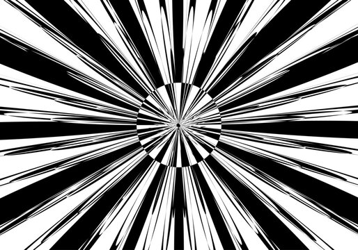 Fondo de profundidad en negro sobre blanco. Carpa blanca y negra
