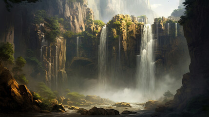 A majestic waterfall illustration
