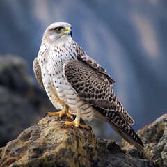 Graceful Majesty: Majestic Gyrfalcon on Rocky Cliff