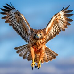 Majestic Soar: Red-Tailed Hawk in Mid-Air Hover