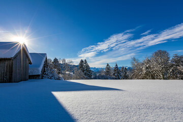 Allg&auml;u - Stadel - Alpe - Winter - Schnee - Traumtag