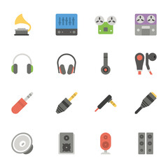 music and audio icons set