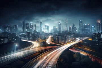 Fototapeta na wymiar urban landscape with captivating cityscape background, a bustling city skyline, illuminated with city lights, capturing the vibrancy and energy of urban life