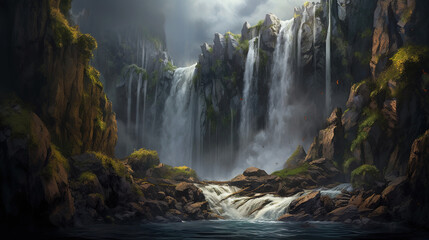 A majestic waterfall illustration