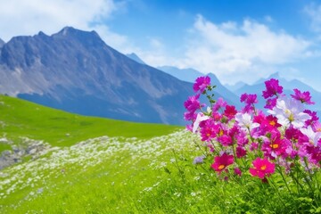 Fototapeta premium flowers in the mountains , ai generative image 