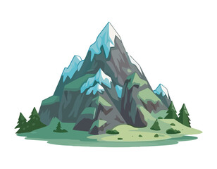 Panoramic mountain landscape with trees