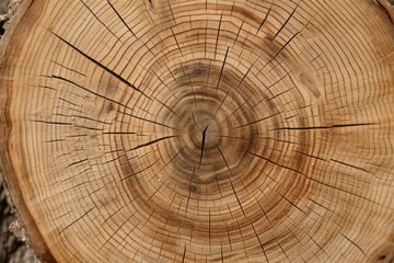The texture of the end of the tree. Saw cut wood close up. Rough-wood on floors. Wood background. The end of the tree. Generative AI