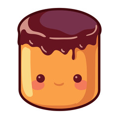 Cute cartoon dessert on white background