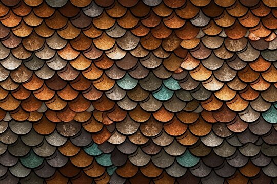 wallpaper for seamless fish scales background pattern tileable texture of snake dragon mermaid or lizard squama in boho earth tones and copper gold bronze a high resolution backdrop 3d r generative ai