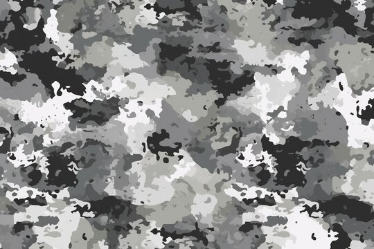 background seamless rough textured military hunting paintball camouflage pattern in light urban grey and snow white palette tileable abstract contemporary classic camo fashion textile generative ai