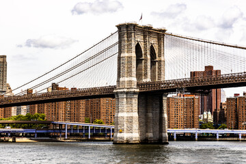 The Brooklyn Bridge view from cruise boat.