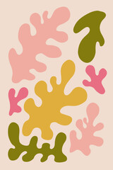 Matisse Abstract Art Set, Aesthetic Modern Art, Boho Decor, Minimalist Art, Illustration, Vector, Poster, Postcard. Collection for decoration. Vector all isolated.