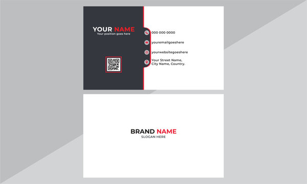 Abstract black business card design with red shade Business card design template, Clean professional business card template Modern Creative and Clean Business Card Template.