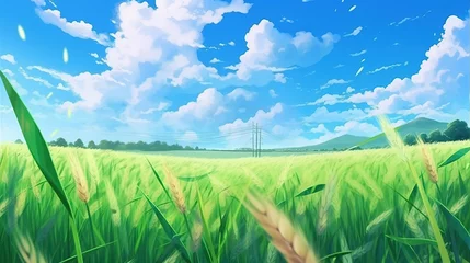 Tuinposter Landscape scene with anime style background © Absent Satu