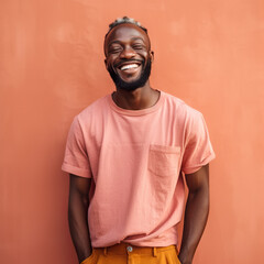 Happy African homosexual man posing and smiling in front of camera. Ai generative