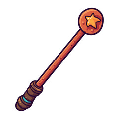 antique magic wand with star icon