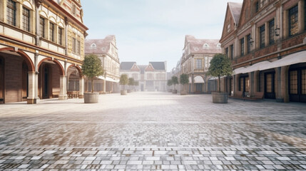 Empty town square in city financial  Generative AI