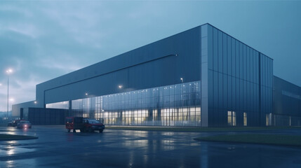 Fototapeta na wymiar Modern factory building warehouse Generative AI