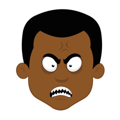 vector illustration face man cartoon furious with a vein in his head and sharp teeth