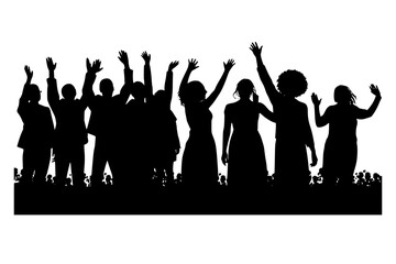  Silhouette of group of people raise hand illustration vector
