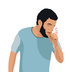 Vector illustration of a man coughing