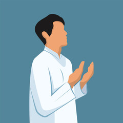 Fototapeta na wymiar Vector moeslem man praying illustration suitable for general business sign