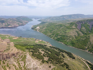 Naklejka na ściany i meble Aerial view of Studen Kladenets Reservoir, Bulgaria