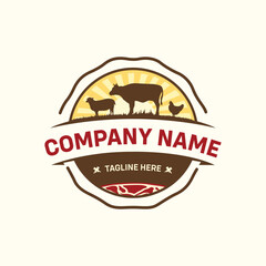 Vector farm animal livestock circle badge logo template
