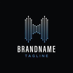 Fototapeta premium Vector letter H logo in technological style
