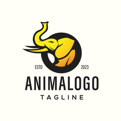 Vector elephant circle logo design vector illustration template