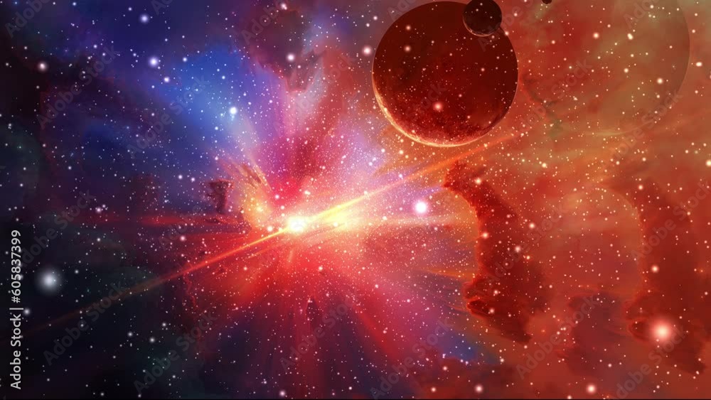 Wall mural flying through star fields in deep space