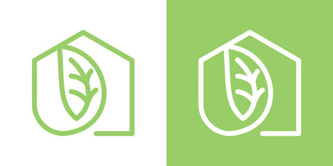 logo design combination home and leaf icon vector illustration